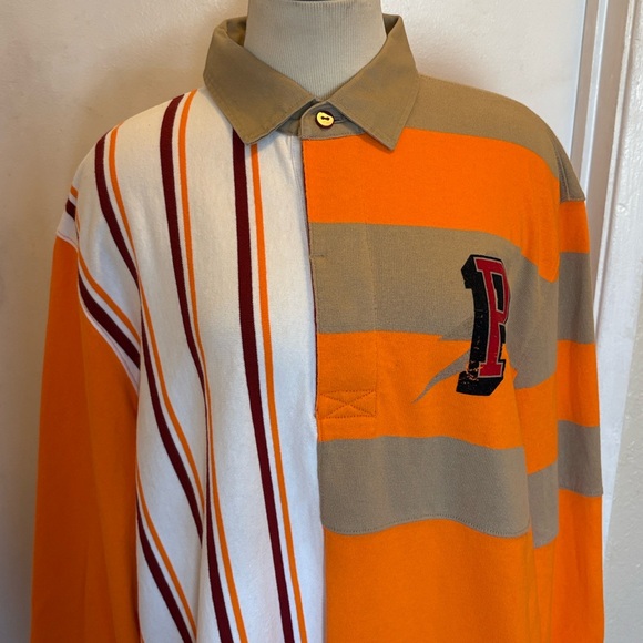 PUMA Freedom Rugby Vibrant Orange Tan White Burgundy Relaxed Fit Shirt $95 NWT M - Picture 7 of 14